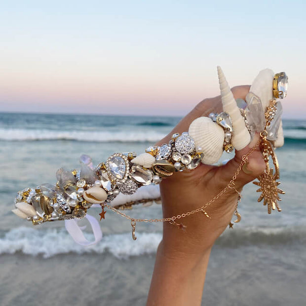 Gold Bedazzled Star Mermaid Crown Hire