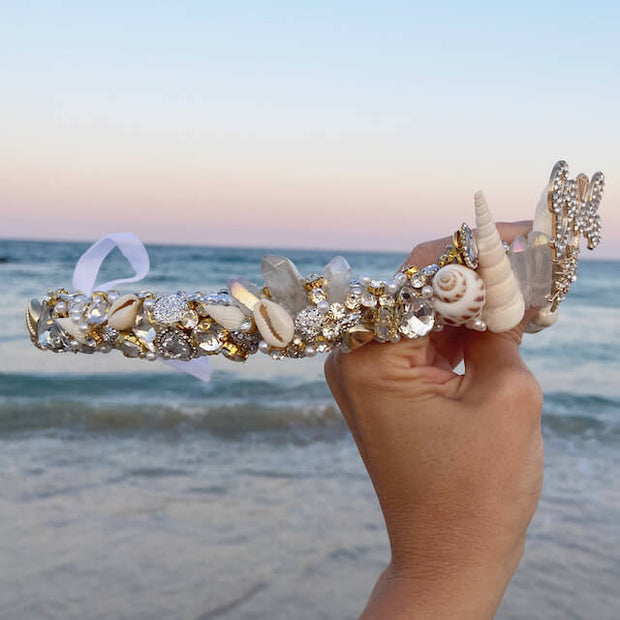 Bride Rhinestone Covered Mermaid Party Crown