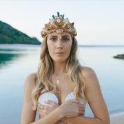 Gold Citrine and Shell Crystal Mermaid Crown