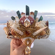 Gold Citrine and Shell Crystal Mermaid Crown
