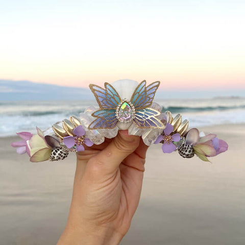 Kids Purple Butterfly Mermaid Crown