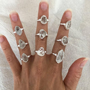 Herkimer Diamond Silver Bobble Ring-Sahara Blue Co.