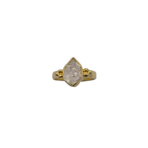Gold Vermeil Herkimer Diamond Ring-Sahara Blue Co.